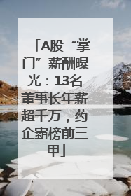 A股“掌门”薪酬曝光：13名董事长年薪超千万，药企霸榜前三甲